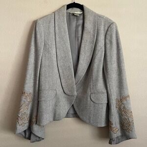 VTG 90s Y2K Peter Nygard Wool Blazer Jacket Flared Embroidered Sleeves Boho 8